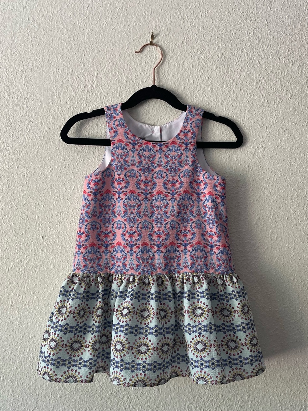 Pippa & Julie Girls 3T Dress Pink Blue Floral Mixed Print Fit Flare Party